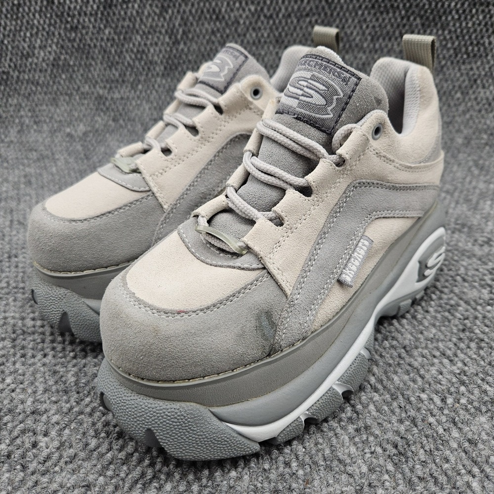Vintage Skechers Jammers Womens 7.5 Chunky Platform Wedge Sneaker Shoes Gray Y2K